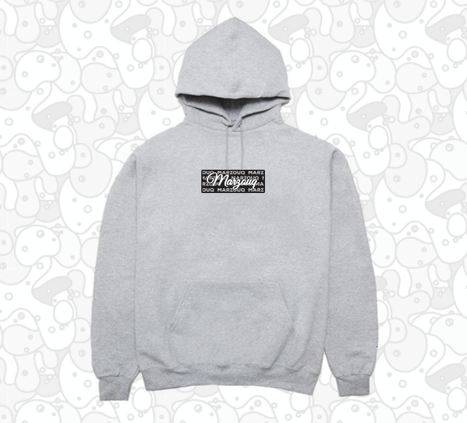 MARZOUQ BOX LOGO HOODIE GREY