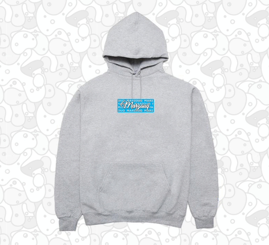 MARZOUQ BOX LOGO HOODIE GREY
